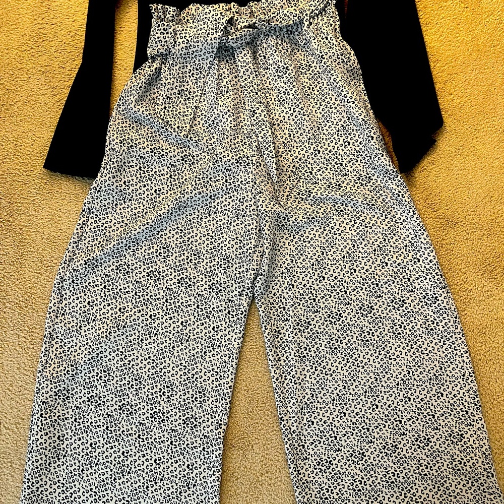 Wayf Paperbag belted chic leopard (black/cream) culotte pant